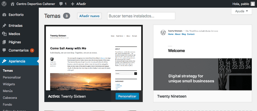 gestionar temas wordpress