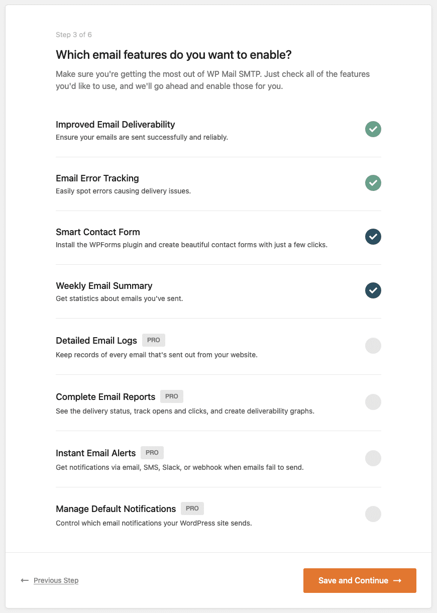 características adicionales wp mail smtp
