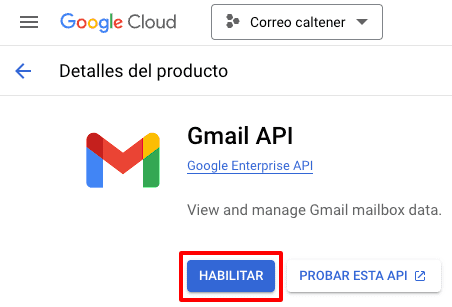 habilitar gmail api