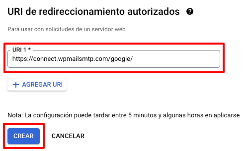 configurar uri de redireccionamiento de wp mail smtp