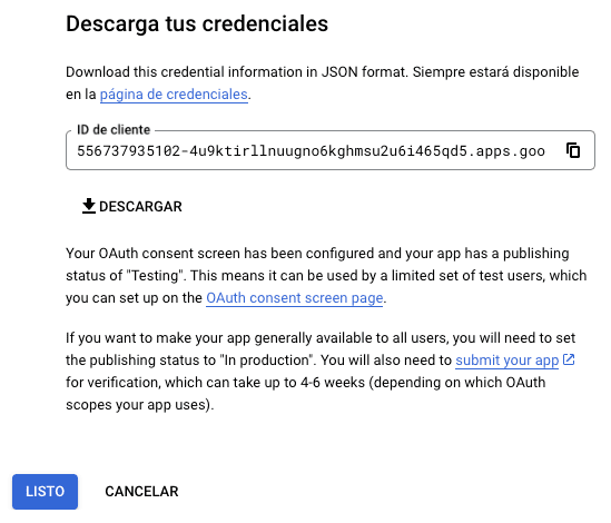 id de cliente de gmail api