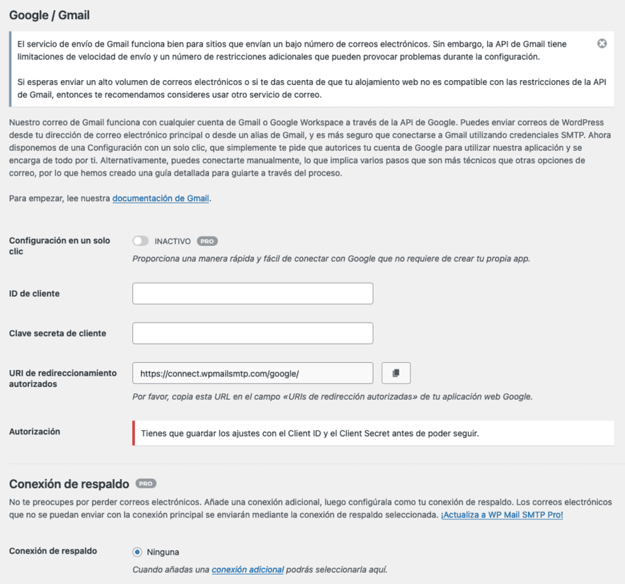 envíos de gmail a través de smtp con wp mail smtp
