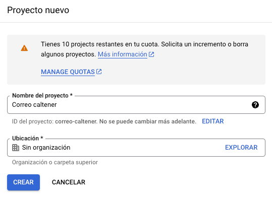 crear proyecto en google cloud para gmail smtp en wordpress